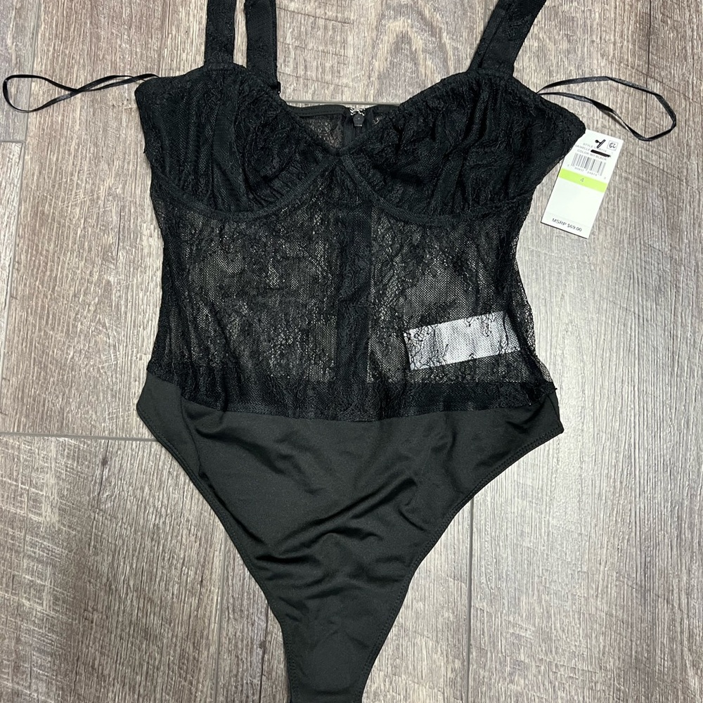 Danielle Bernstein Black Bodysuit with Lace
